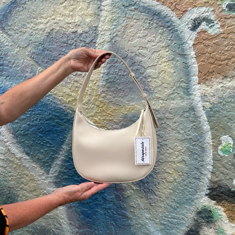 Aeropostale Beige Curved Shoulder/Hobo Bag – NWT